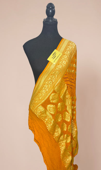 Pure Georgette Bandhani Banarasi Handloom Dupatta