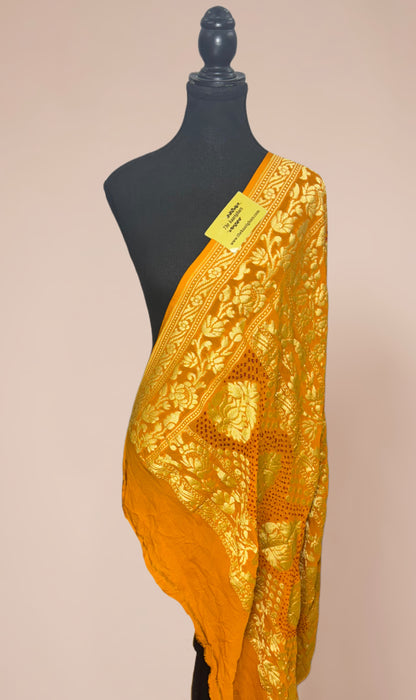 Pure Georgette Bandhani Banarasi Handloom Dupatta