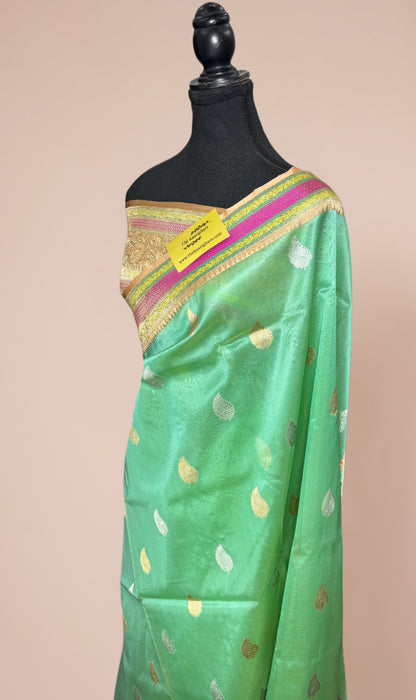 Pure Kora Banarasi Handloom Saree - Sona Roopa Work