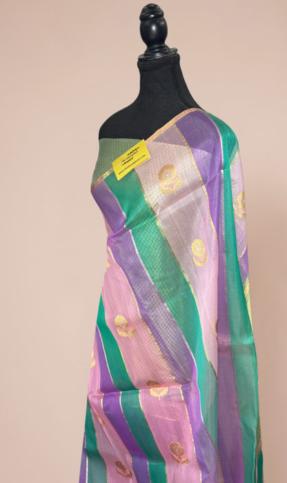 Rangkat Pure Kora Banarasi Handloom Saree - Sona Roopa Work