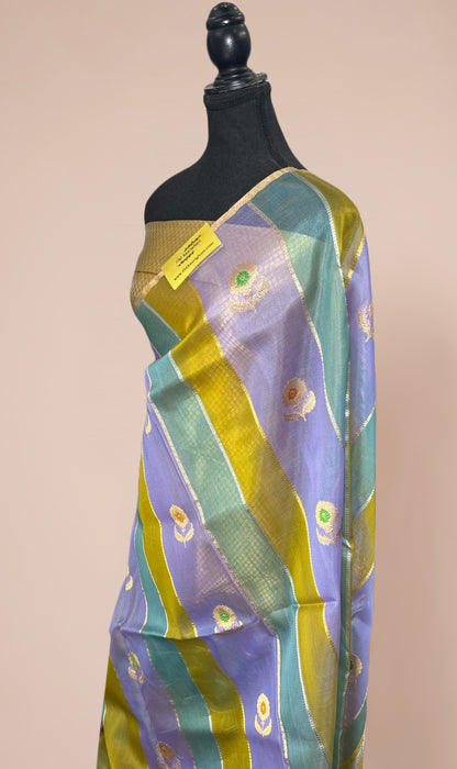 Rangkat Pure Kora Banarasi Handloom Saree - Sona Meenakari Work