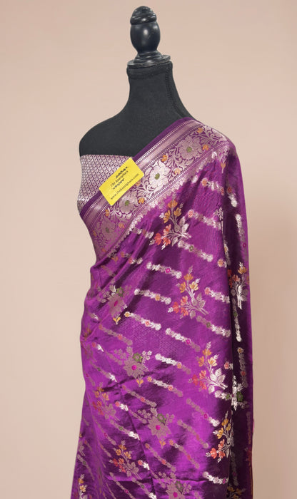 Magenta Pure Chiniya Banarasi Handloom Saree
