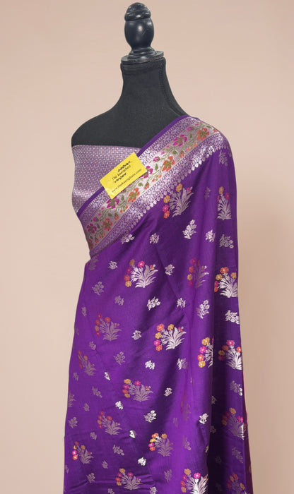 Purple Pure Chiniya Banarasi Handloom Saree