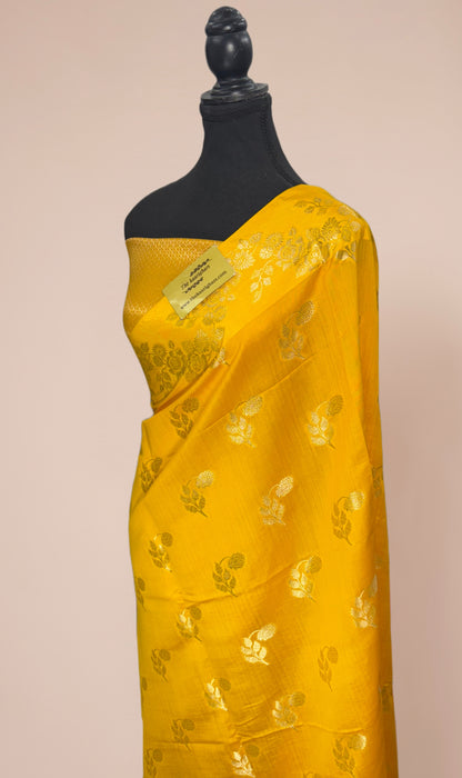 Yellow Pure Chiniya Banarasi Handloom Saree