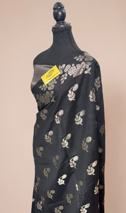 Black Pure Chiniya Banarasi Handloom Saree