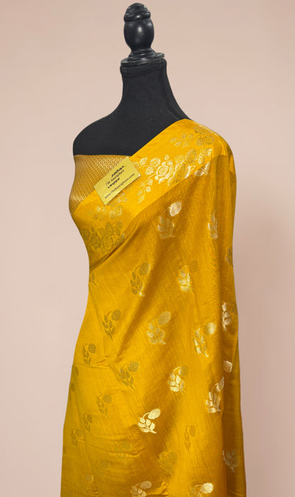Yellow Pure Chiniya Banarasi Handloom Saree