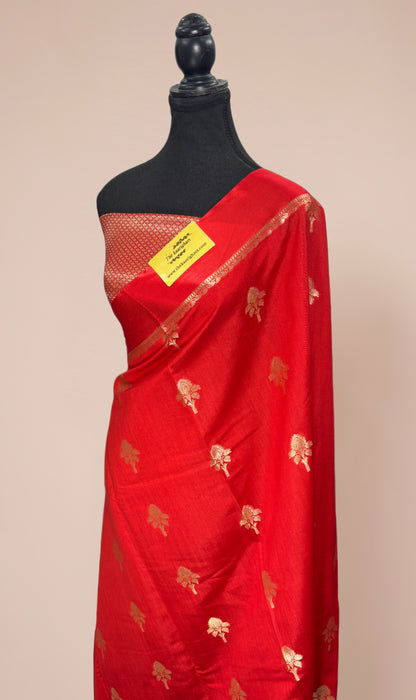Red Pure Chiniya Banarasi Handloom Saree