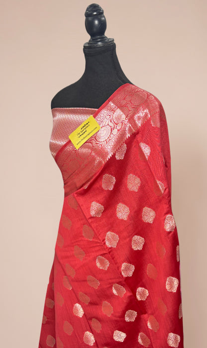 Red Pure Chiniya Banarasi Handloom Saree