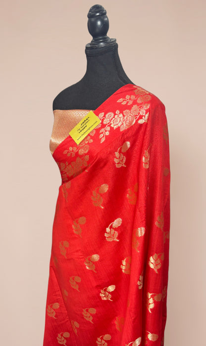 Red Pure Chiniya Banarasi Handloom Saree