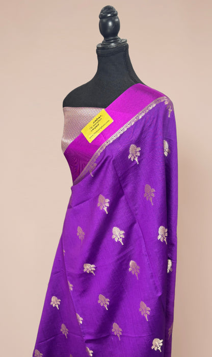 Deep Purple Pure Chiniya Banarasi Handloom Saree