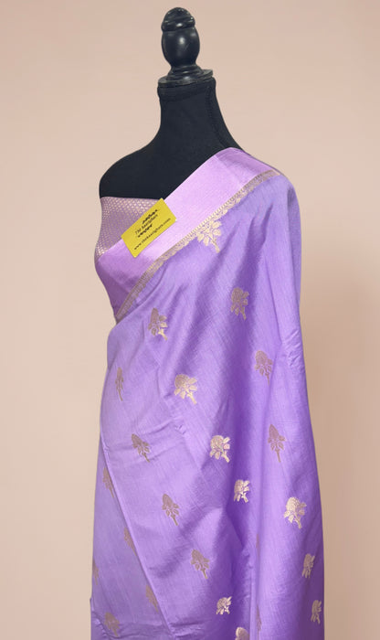 Bright lavender Pure Chiniya Banarasi Handloom Saree