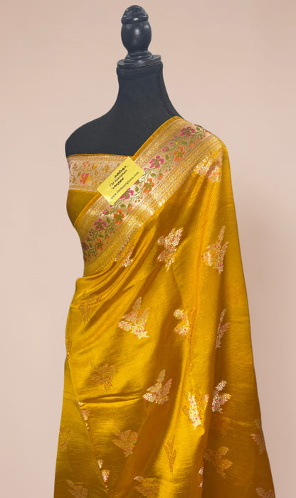 Gold Pure Chiniya Banarasi Handloom Saree