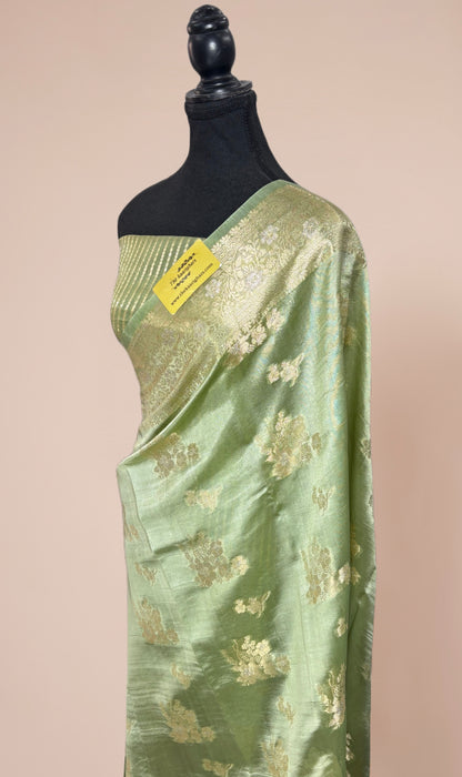 Spring Green Pure Chiniya Banarasi Handloom Saree