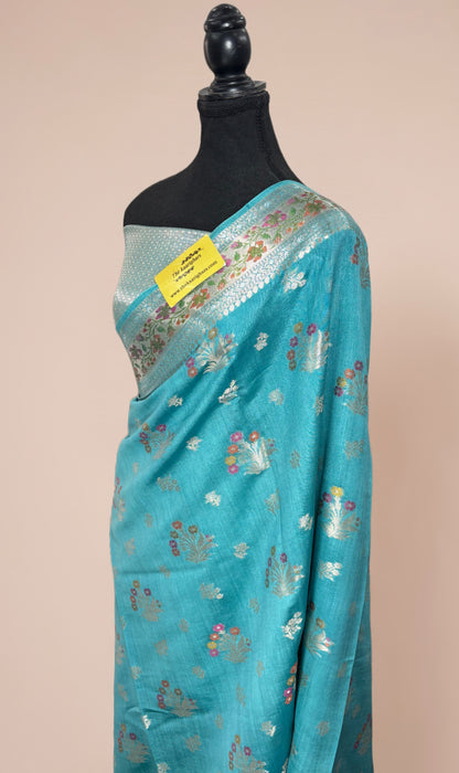 Sky Blue Pure Chiniya Banarasi Handloom Saree