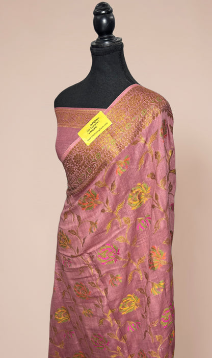 Pink Pure Moonga Banarasi Handloom Saree