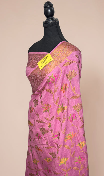 Pink Pure Moonga Banarasi Handloom Saree