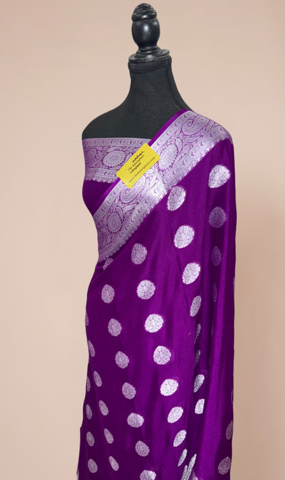 Purple Pure Khaddi Chiffon Banarasi Saree - Roopa Motifs