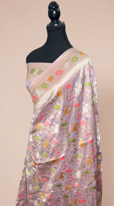 Pure Katan Banarasi Handloom Saree - Chauthera Meenakari Work