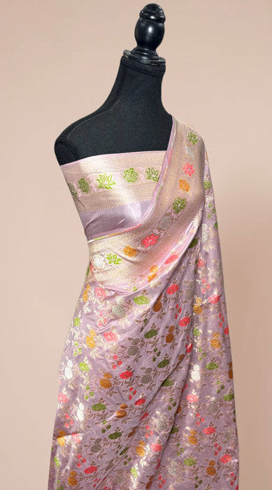 Pure Katan Banarasi Handloom Saree - Chauthera Meenakari Work