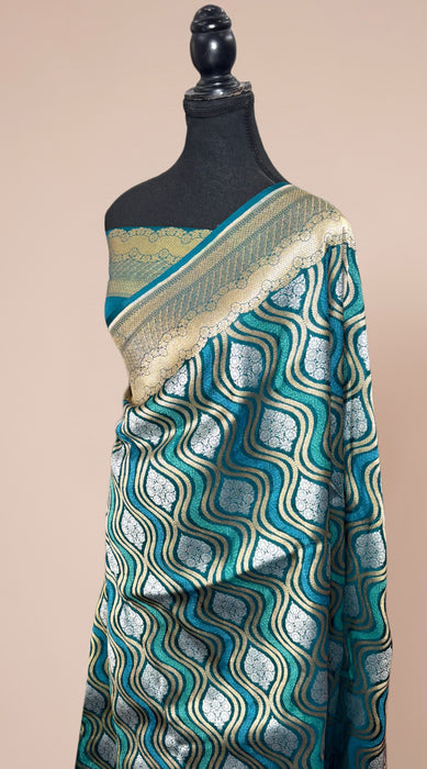 Pure Katan Banarasi Handloom Saree - Jangla with Sona Roopa Work