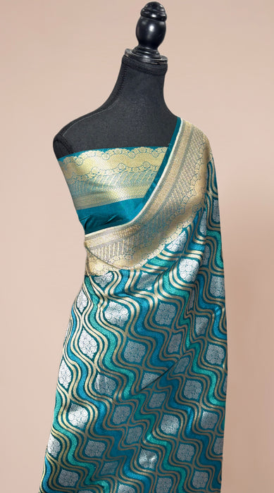 Pure Katan Banarasi Handloom Saree - Jangla with Sona Roopa Work