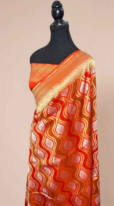 Pure Katan Banarasi Handloom Saree - Jangla with Sona Roopa Work