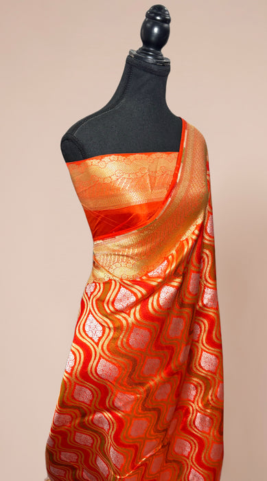Pure Katan Banarasi Handloom Saree - Jangla with Sona Roopa Work