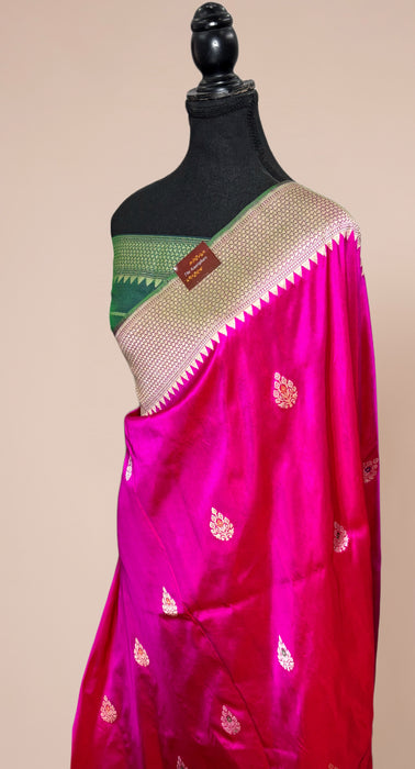 Rani Pure Katan Banarasi Handloom Saree - Kadhiyal Sona Roopa with Meenakari