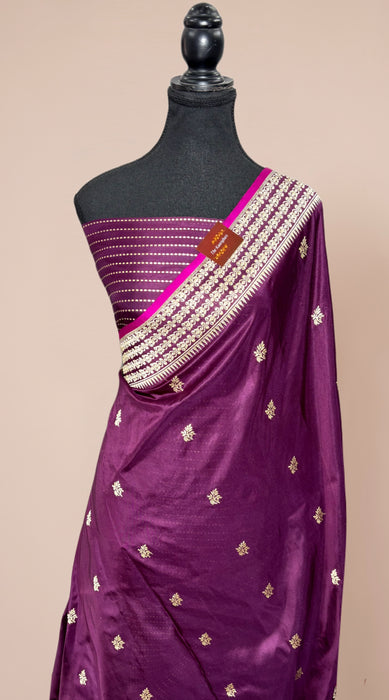 Pure Katan Banarasi Handloom Saree - Kadhiyal Sona Roopa with Meenakari