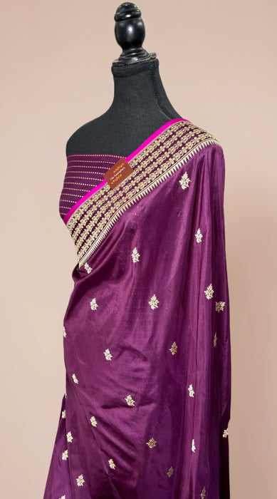 Pure Katan Banarasi Handloom Saree - Kadhiyal Sona Roopa with Meenakari