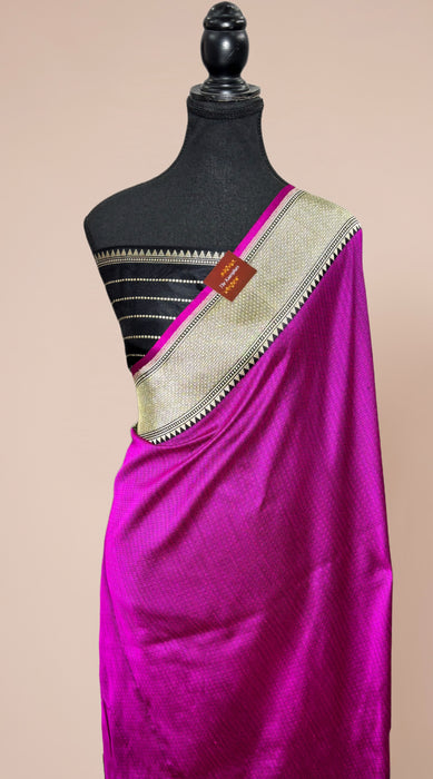 Purple Pure Katan Banarasi Handloom Saree - Kadhiyal Meenakari