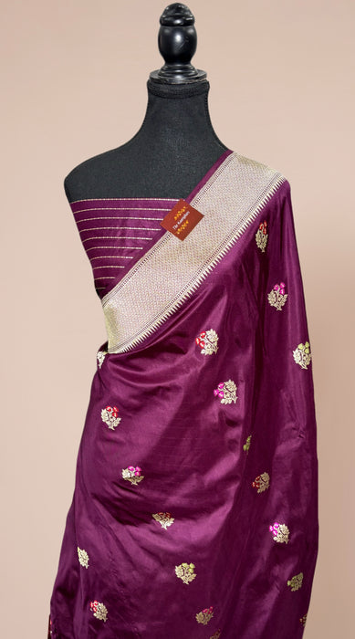 Pure Katan Banarasi Handloom Saree - Kadhiyal Sona Roopa with Meenakari