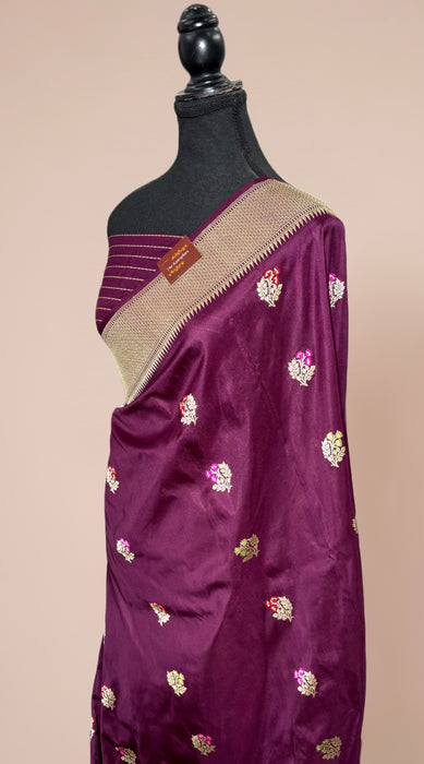 Pure Katan Banarasi Handloom Saree - Kadhiyal Sona Roopa with Meenakari