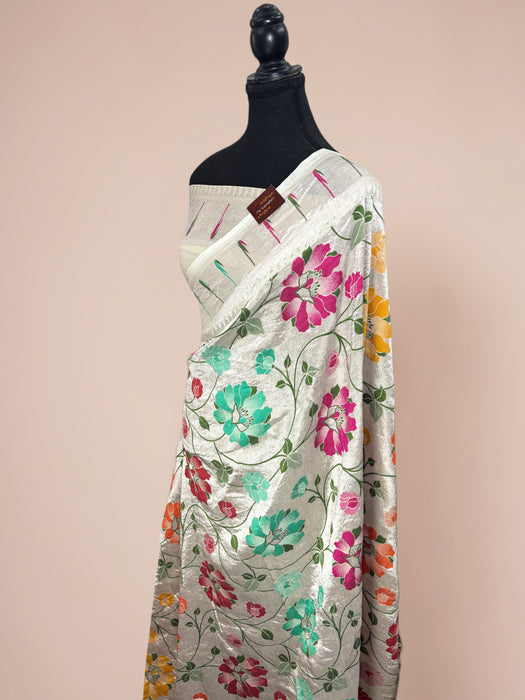Pure Tussar Georgette Banarasi Handloom Saree - Paithani Brocade