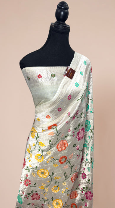 Pure Tussar Georgette Banarasi Handloom Saree - Paithani Brocade