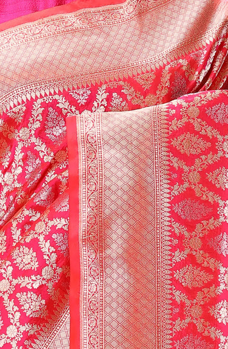 Rani Pure Katan Banarasi Handloom Saree - Sona Roopa Jaal Work