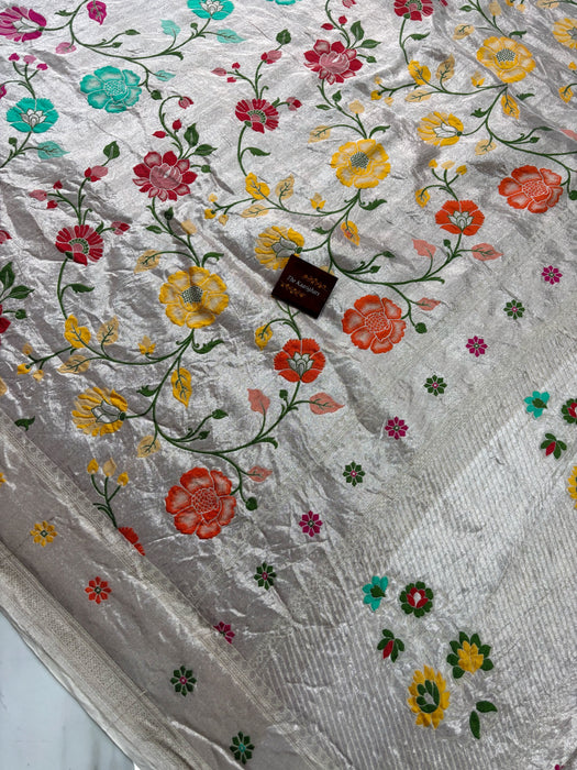 Pure Tussar Georgette Banarasi Handloom Saree - Paithani Brocade