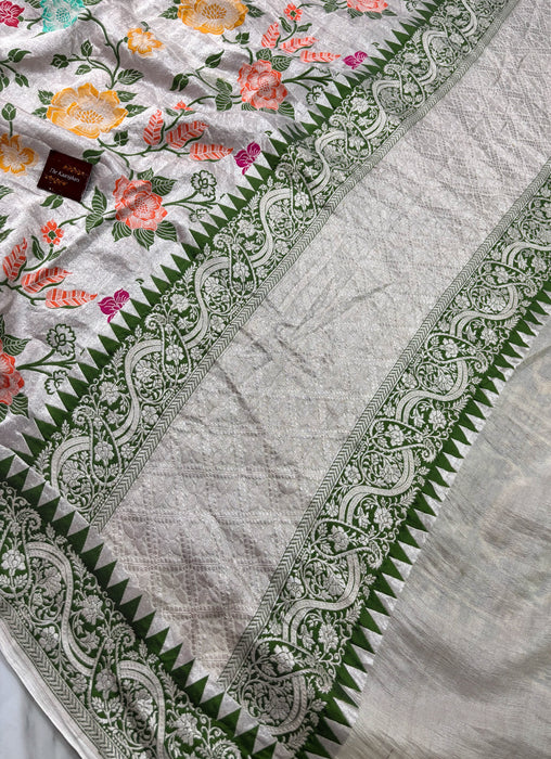 Pure Tussar Georgette Banarasi Handloom Saree - Paithani Brocade