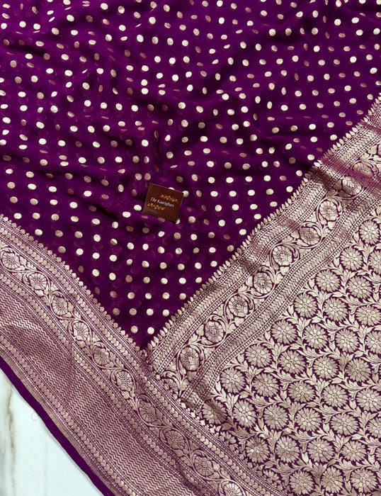 Magenta Pure Khaddi Georgette Banarasi Saree - Water zari