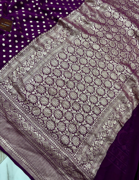 Magenta Pure Khaddi Georgette Banarasi Saree - Water zari