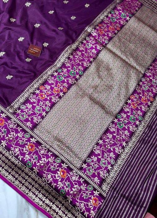 Pure Katan Banarasi Handloom Saree - Kadhiyal Sona Roopa with Meenakari
