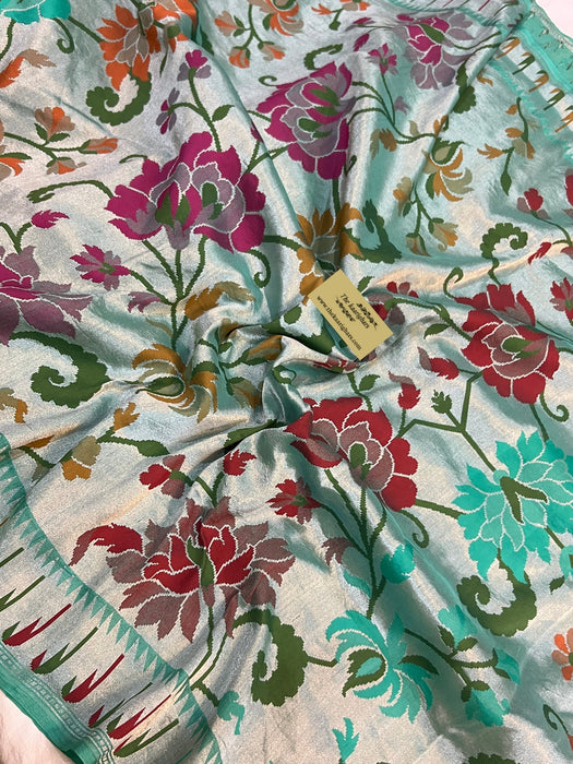 Pure Tussar Georgette Banarasi Handloom Saree - Paithani Brocade