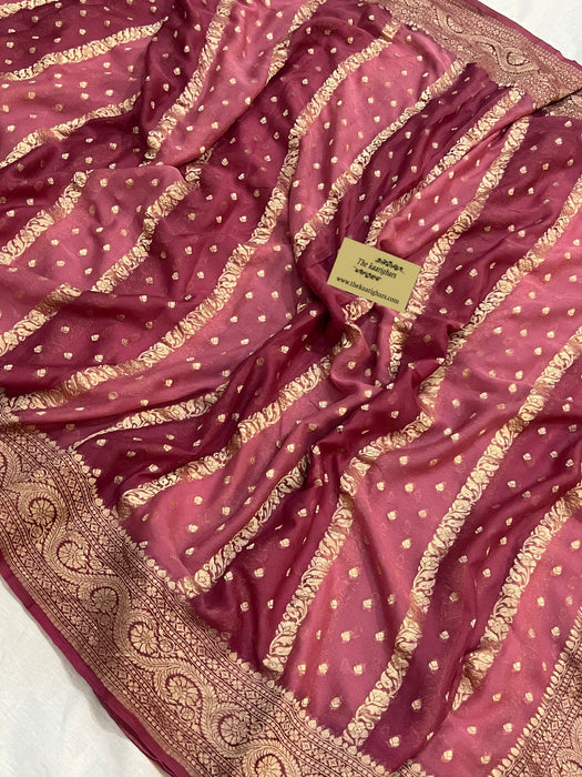 Rangkat Khaddi Georgette Banarasi Handloom Saree - Handfilled Meenakari