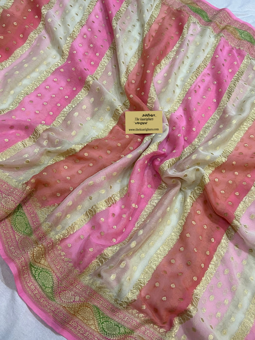 Rangkat Khaddi Georgette Banarasi Handloom Saree - Handfilled Meenakari