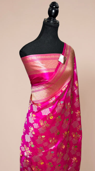 Ektara Rani Pure Katan Silk Banarasi Handloom Saree - Kadiyal Jangla