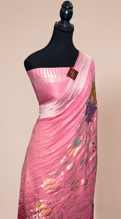 Pure Tussar Georgette Banarasi Handloom Saree - Meenakari