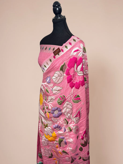 Pure Tussar Georgette Banarasi Handloom Saree - Meenakari
