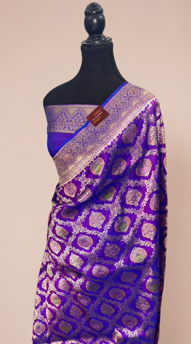 Purple Pure Katan Banarasi Handloom Saree - Meenakari Work