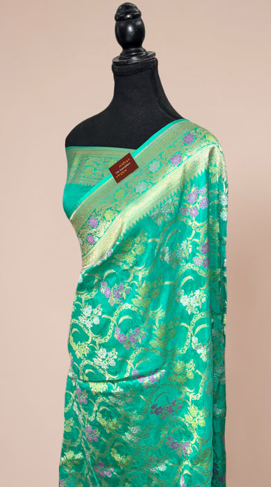 Pure Katan Banarasi Handloom Saree - Roopa Meenakari Work