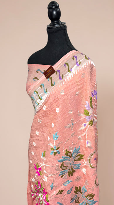 Pure Tussar Georgette Banarasi Handloom Saree - Meenakari